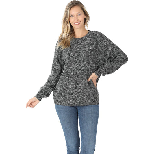 Balloon Sleeve Sweater Crew Neck