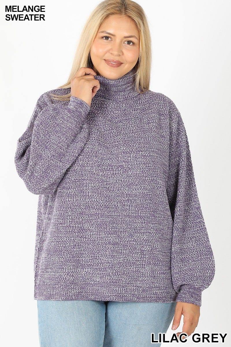 Turtle Neck Balloon Sleeve Sweater