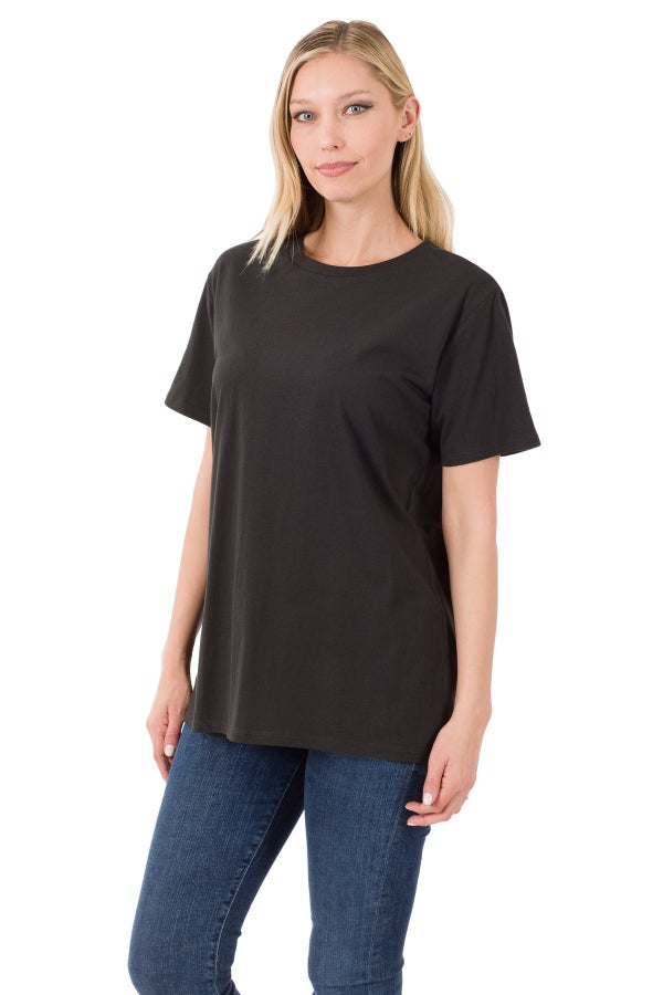 Round neck black tee