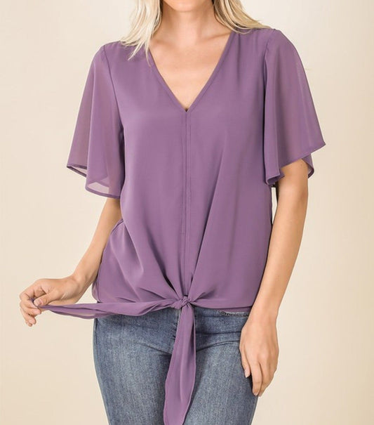 Chiffon tie front top