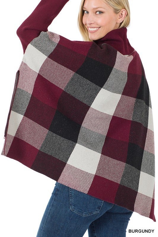 Plaid Turtleneck Oversized Sweater