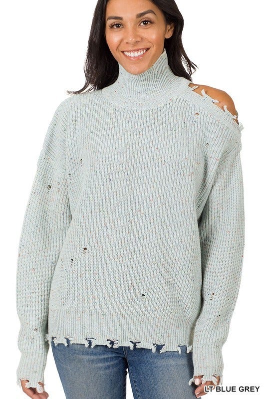 Cut Out Turtle Neck Sweater