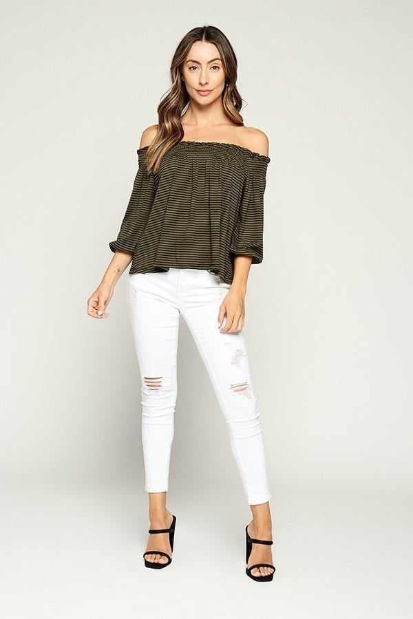 Stripe Off  Shoulder top