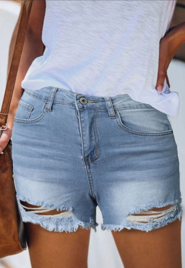 Distressed Denim Shorts