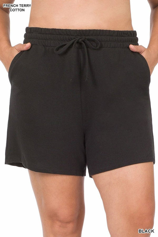 French terry drawstring shorts