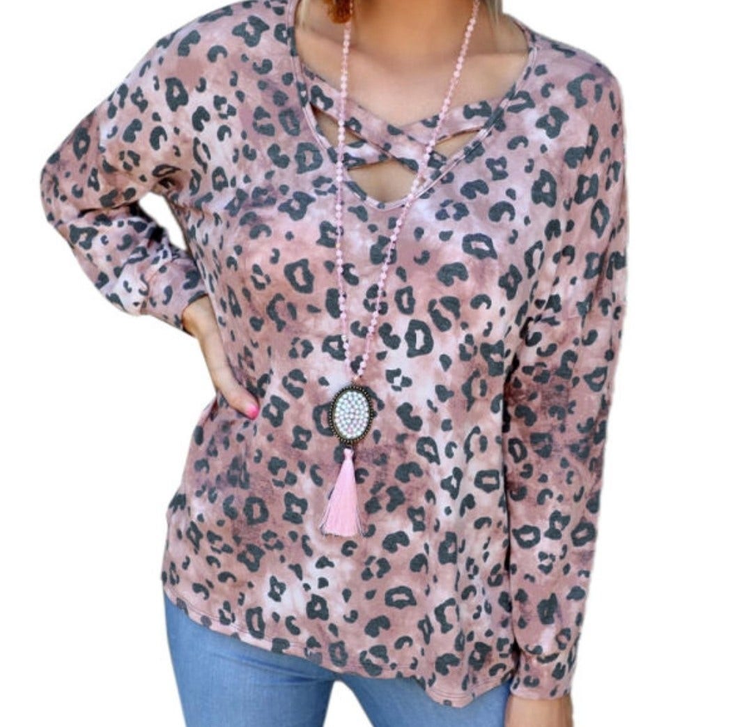 Leopard Criss Cross Long Sleeve